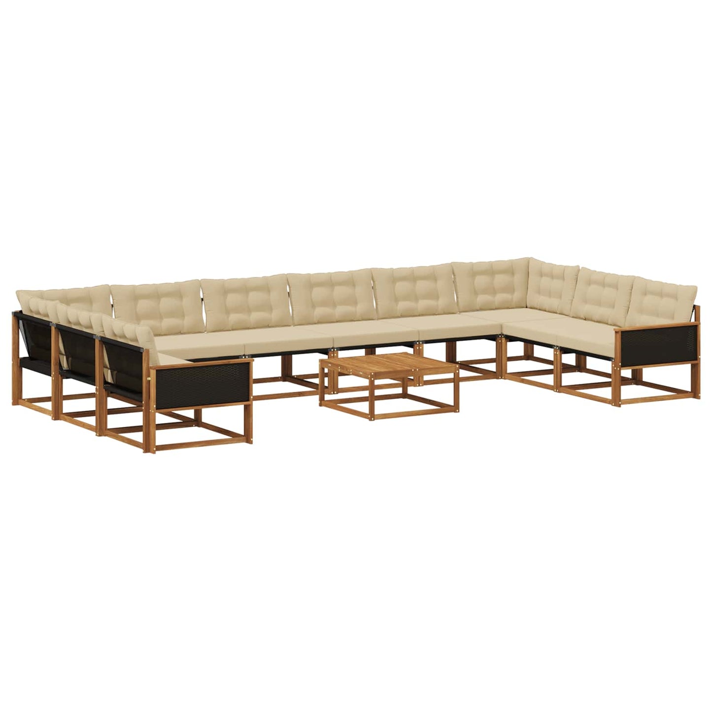 vidaXL Σειρά Καναπέ Εξωτερικού με μαξιλάρι 11 pcs Φυσικό και Μπεζ