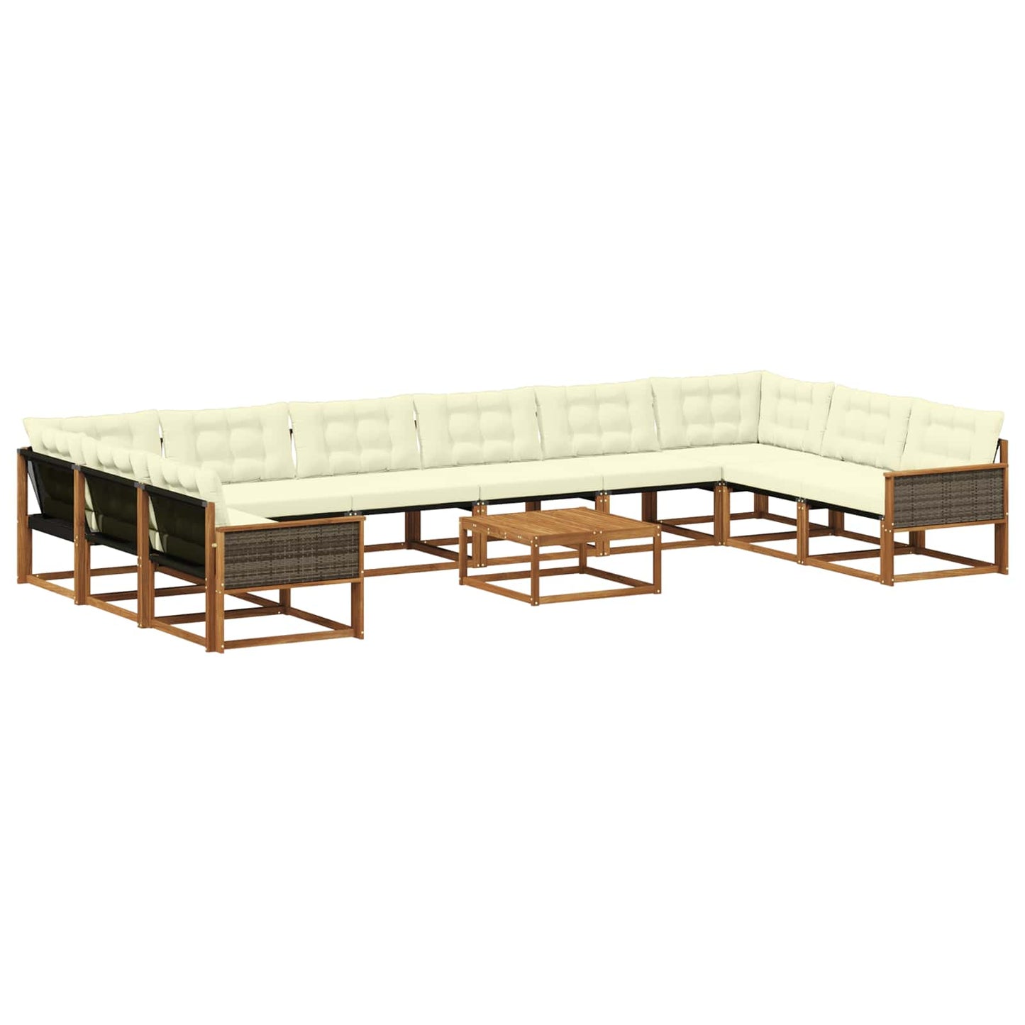 vidaXL Σειρά Καναπέ Εξωτερικού με μαξιλάρι 11 pcs Φυσικό και Κρέμα
