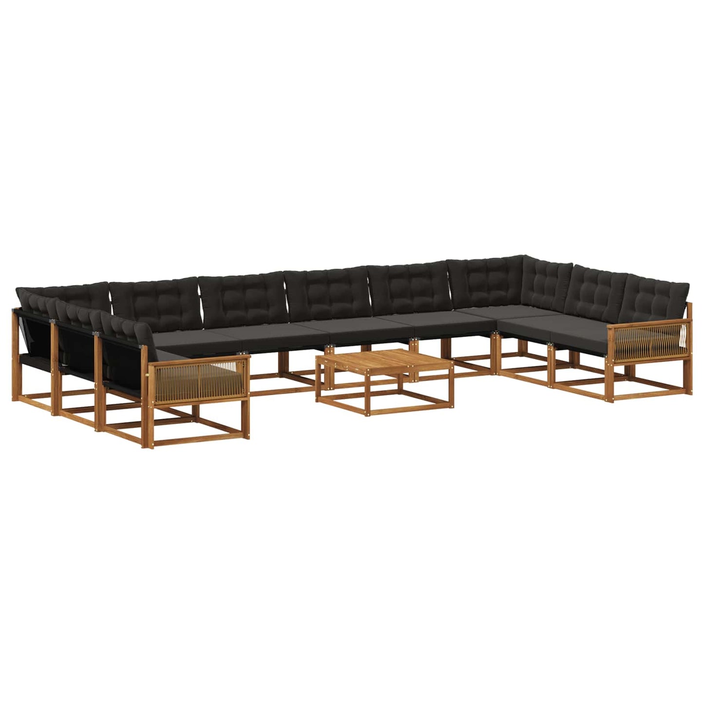 vidaXL Σειρά Καναπέ Εξωτερικού με μαξιλάρι 11 pcs Φυσικό και Μαύρο