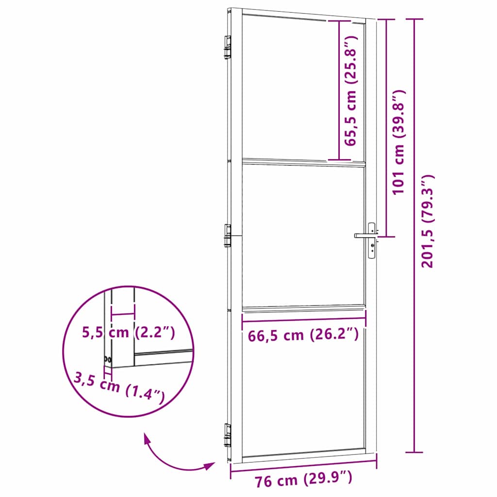 vidaXL Εσωτερική Πόρτα Μαύρο 76 x 201.5 cm