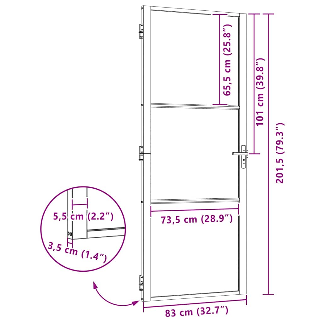 vidaXL Εσωτερική Πόρτα Μαύρο 83 x 201.5 cm