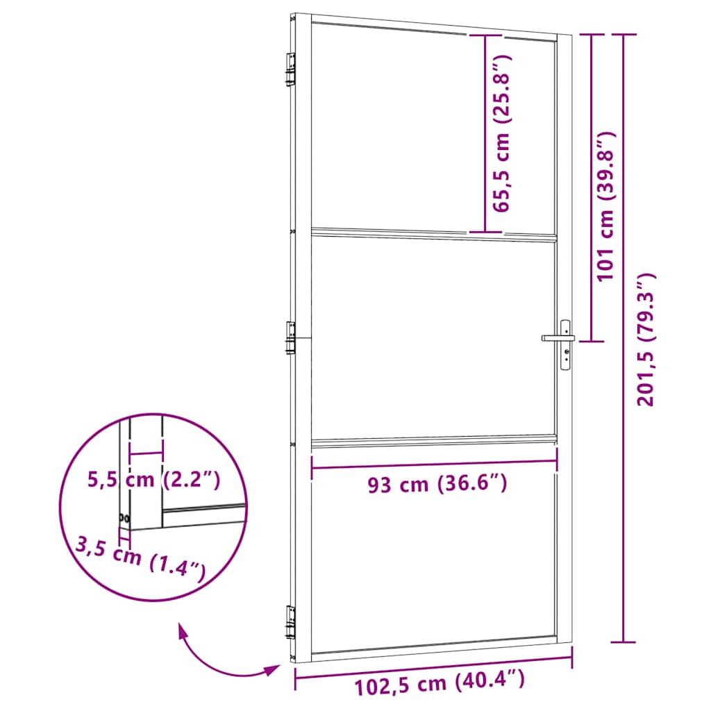 vidaXL Εσωτερική Πόρτα Μαύρο 102.5 x 201.5 cm