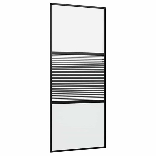 vidaXL Συρόμενη Πόρτα Μαύρο 90 x 205 cm Tempered γυαλί, Αλουμίνιο