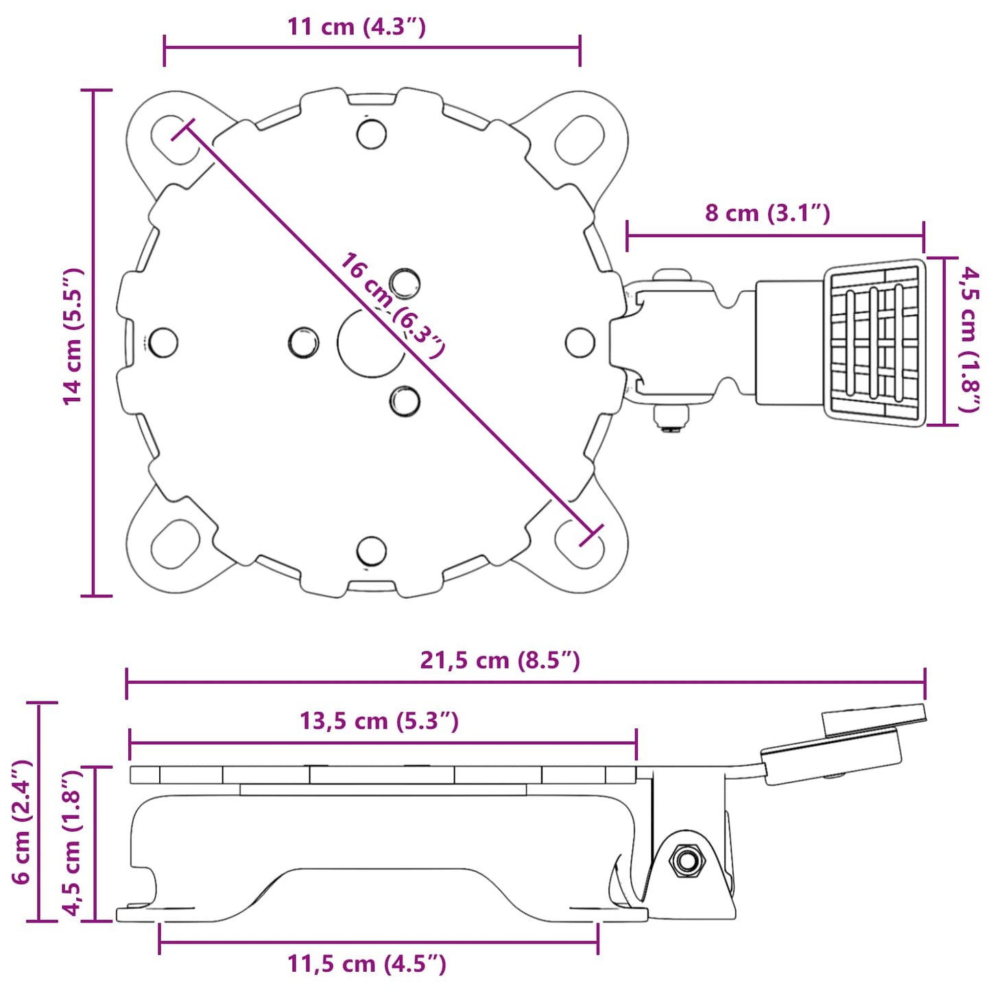 vidaXL Βάση ομπρέλας Ασημί 23 x 14 x 6 εκ.