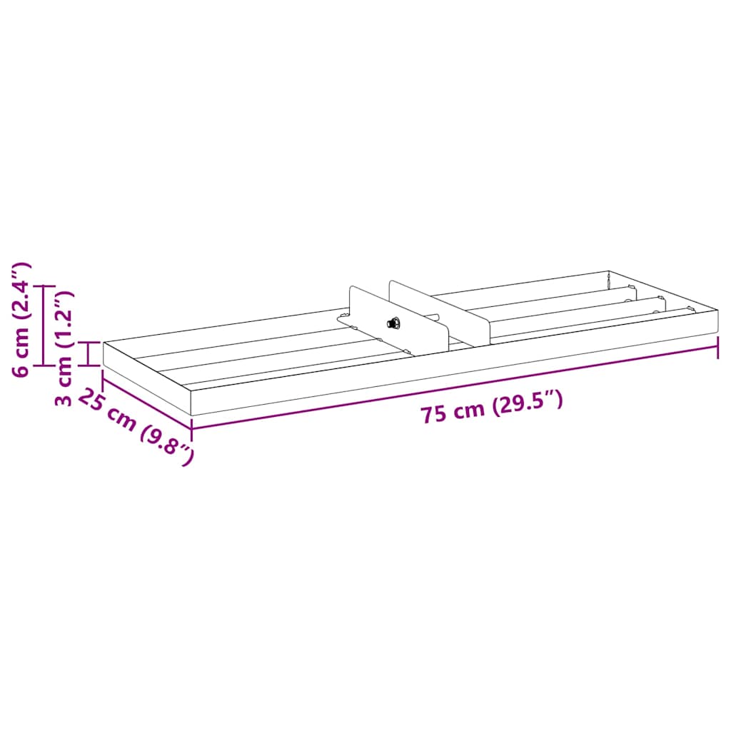 vidaXL Αντάπτορας για Γκαζόν Ασημί 75 x 25 x 6 εκ Ανοξείδωτο ατσάλι
