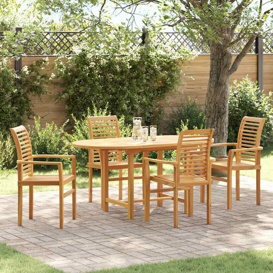 vidaXL Σέτ φαγητού για κήπο 5 pcs Καφέ Μασίφ ξύλο teak