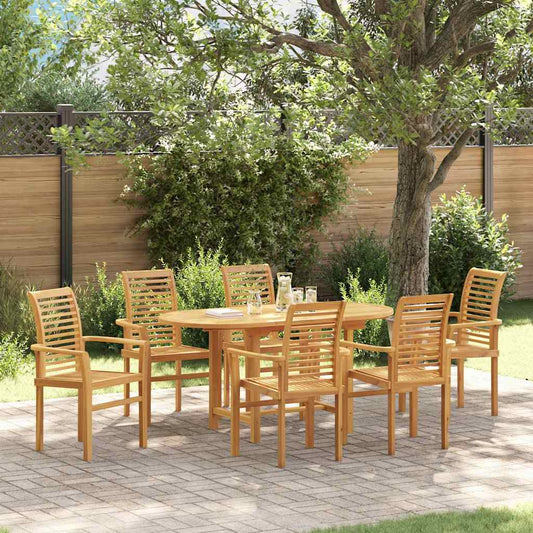 vidaXL Σέτ φαγητού για κήπο 7 pcs Καφέ Μασίφ ξύλο teak