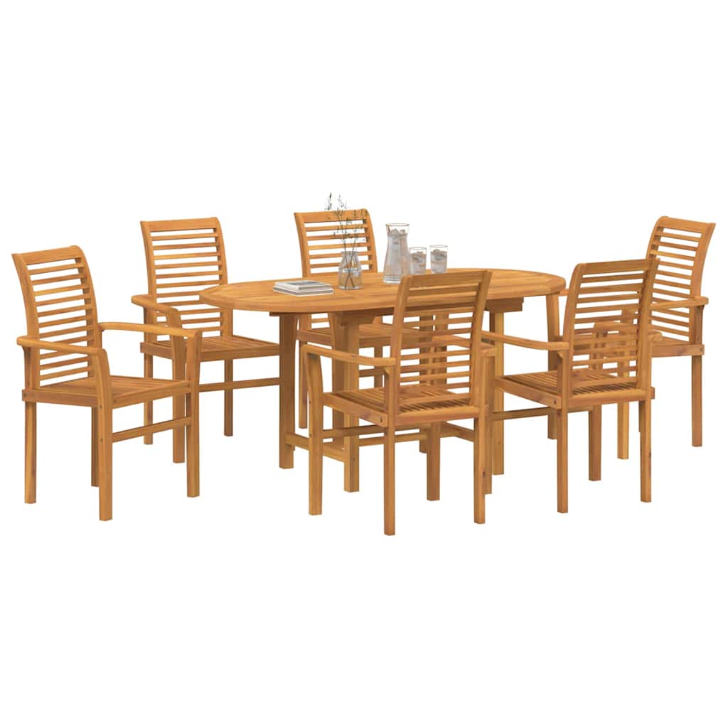 vidaXL Σέτ φαγητού για κήπο 7 pcs Καφέ Μασίφ ξύλο teak