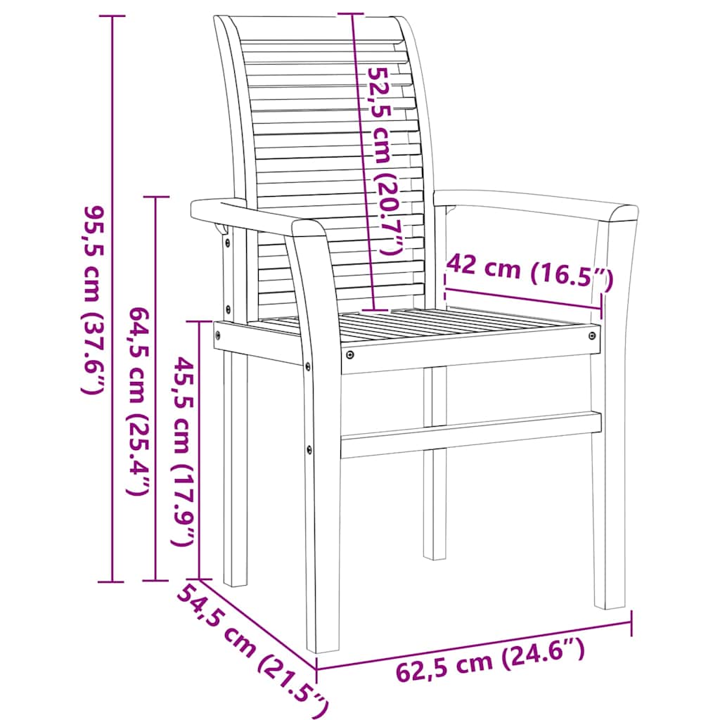 vidaXL Σέτ φαγητού για κήπο 7 pcs Καφέ Μασίφ ξύλο teak