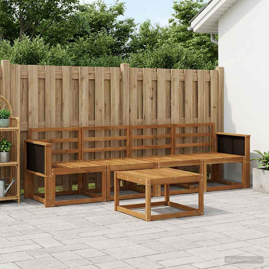 vidaXL Σειρά Καναπέ Εξωτερικού 4 pcs Φυσικό Στερεό Ξύλο Ακακίας