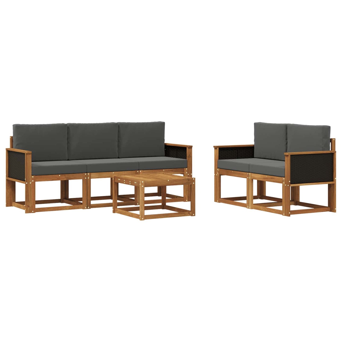 vidaXL Σειρά Καναπέ Εξωτερικού με μαξιλάρι 6 pcs Φυσικό και Ανθρακί