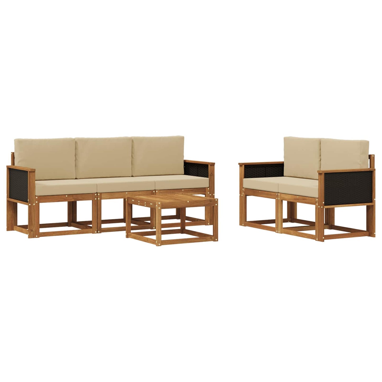 vidaXL Σειρά Καναπέ Εξωτερικού με μαξιλάρι 6 pcs Φυσικό