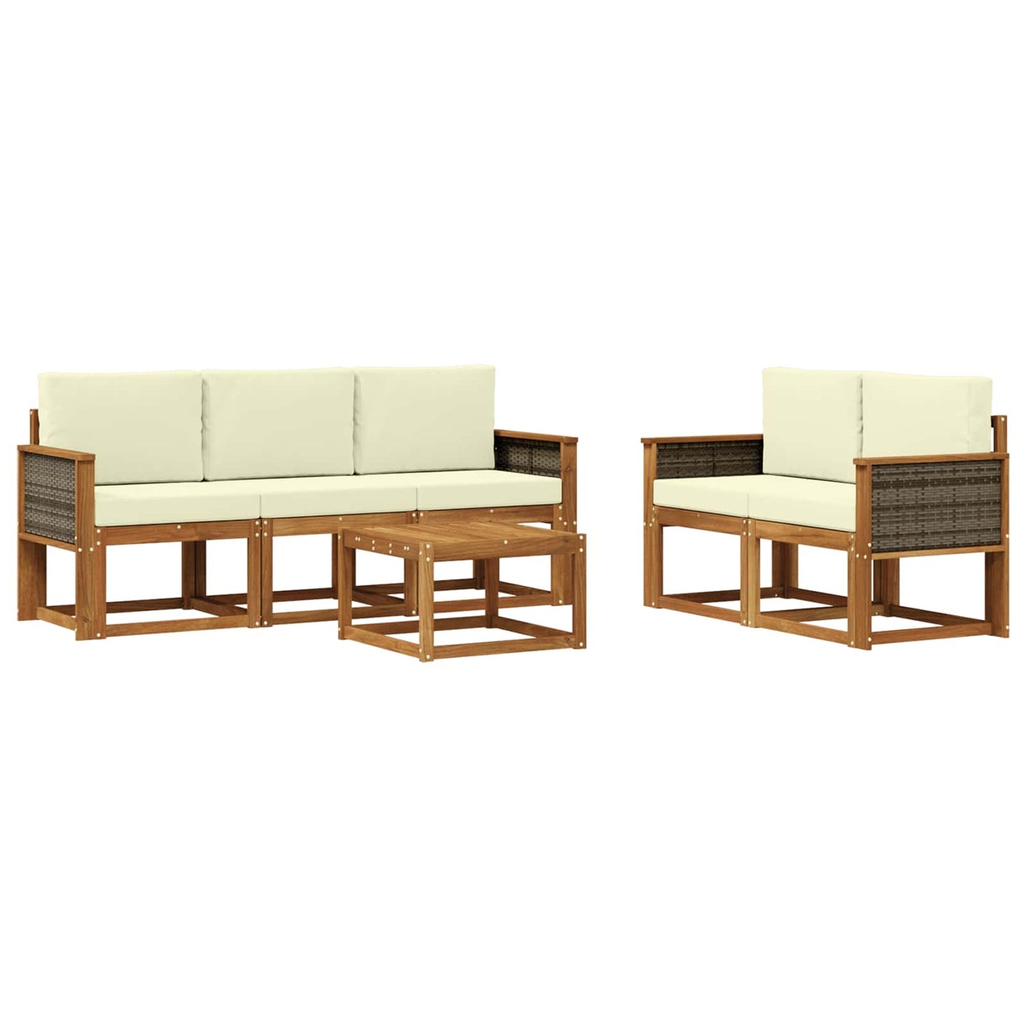 vidaXL Σειρά Καναπέ Εξωτερικού με μαξιλάρι 6 pcs Φυσικό και Κρέμα