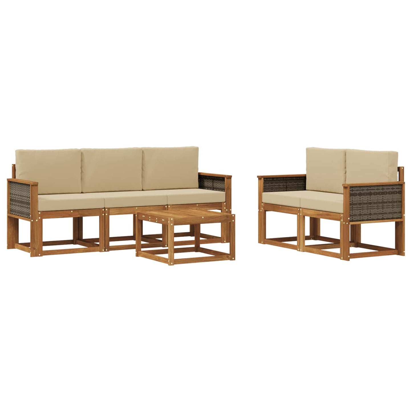 vidaXL Σειρά Καναπέ Εξωτερικού με μαξιλάρι 6 pcs Φυσικό
