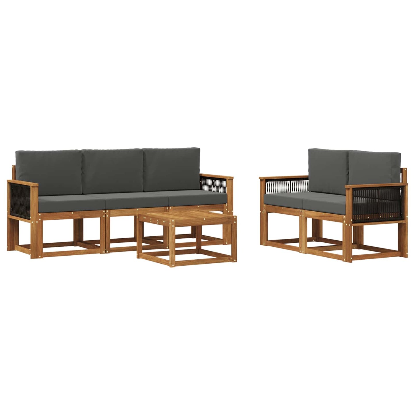 vidaXL Σειρά Καναπέ Εξωτερικού με μαξιλάρι 6 pcs Φυσικό και Ανθρακί
