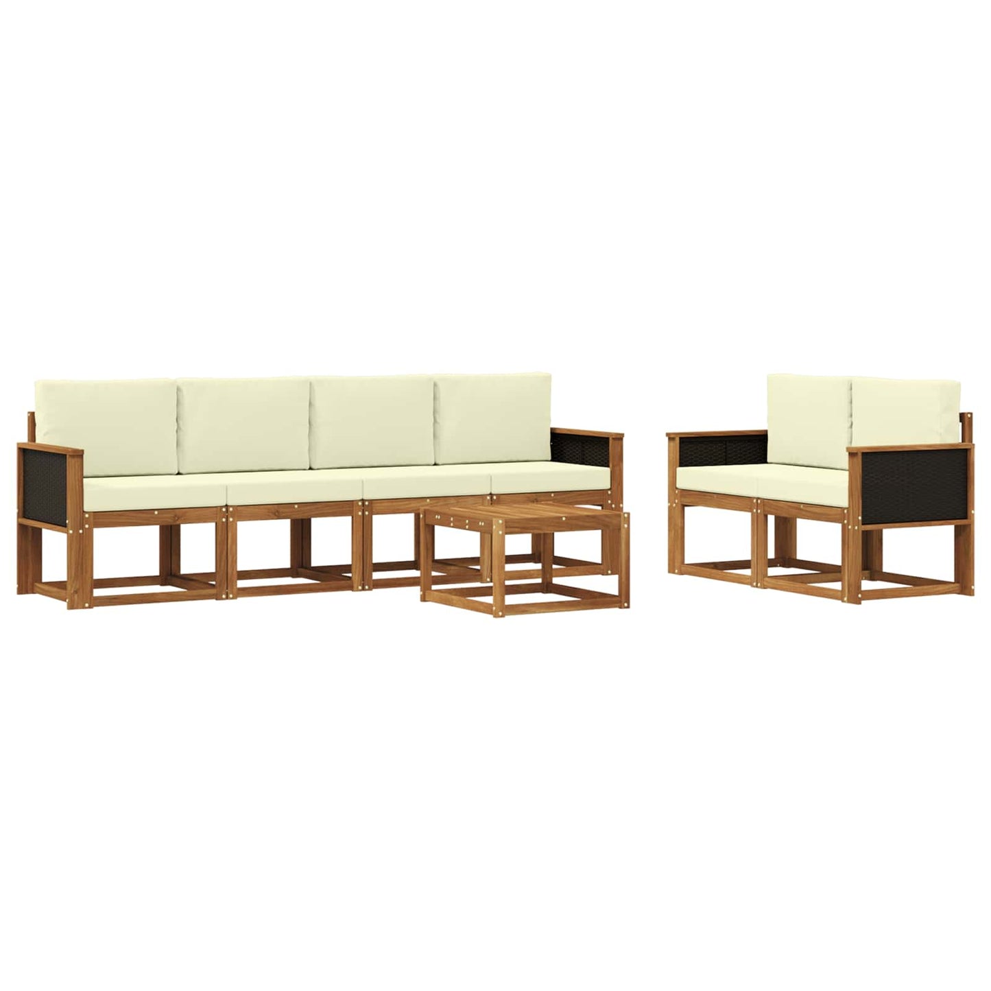 vidaXL Σειρά Καναπέ Εξωτερικού με μαξιλάρι 6 pcs Φυσικό και Κρέμα