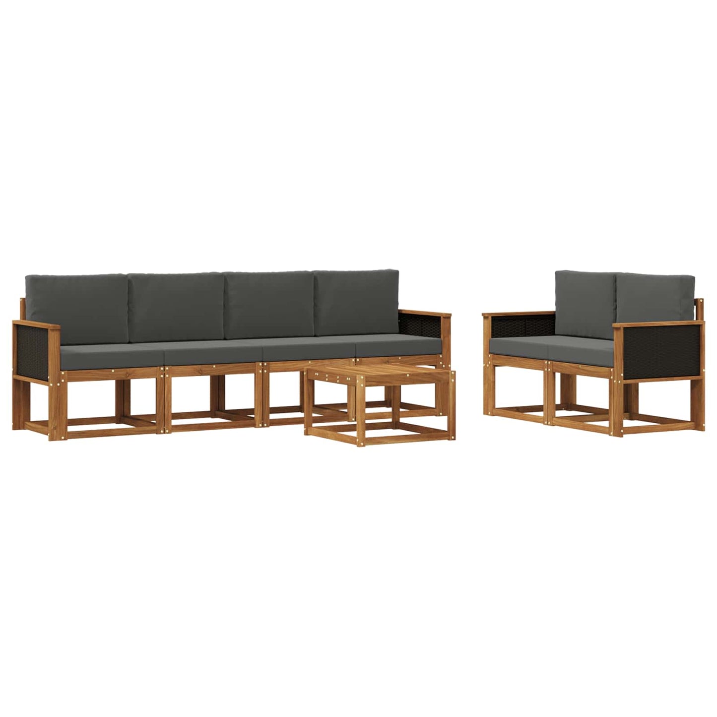 vidaXL Σειρά Καναπέ Εξωτερικού με μαξιλάρι 6 pcs Φυσικό και Ανθρακί