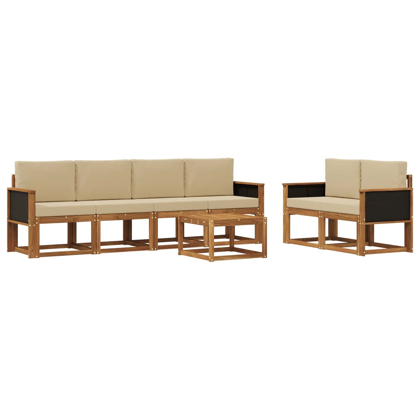 vidaXL Σειρά Καναπέ Εξωτερικού με μαξιλάρι 6 pcs Φυσικό