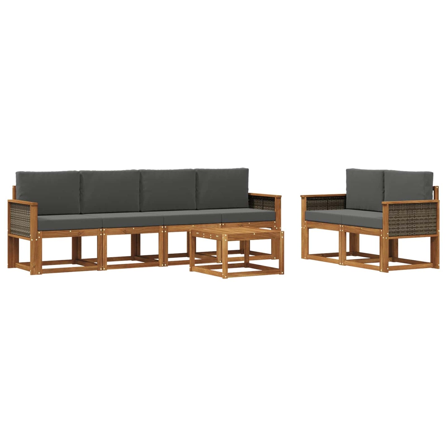 vidaXL Σειρά Καναπέ Εξωτερικού με μαξιλάρι 6 pcs Φυσικό και Ανθρακί