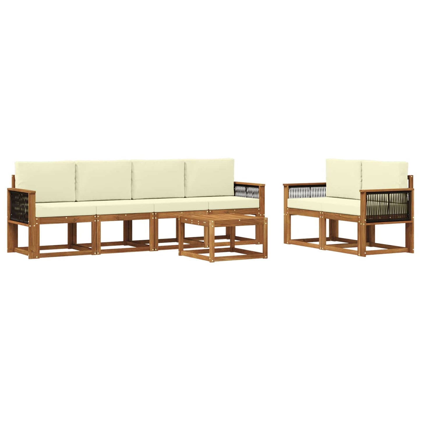 vidaXL Σειρά Καναπέ Εξωτερικού με μαξιλάρι 6 pcs Φυσικό και Κρέμα