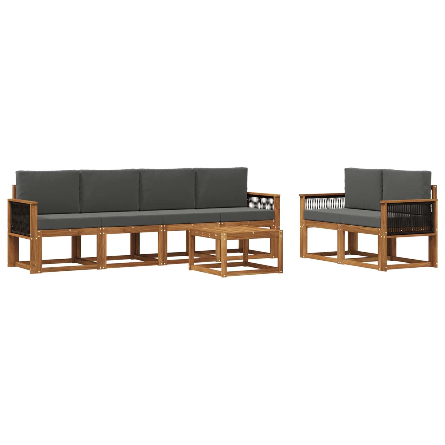 vidaXL Σειρά Καναπέ Εξωτερικού με μαξιλάρι 6 pcs Φυσικό και Ανθρακί