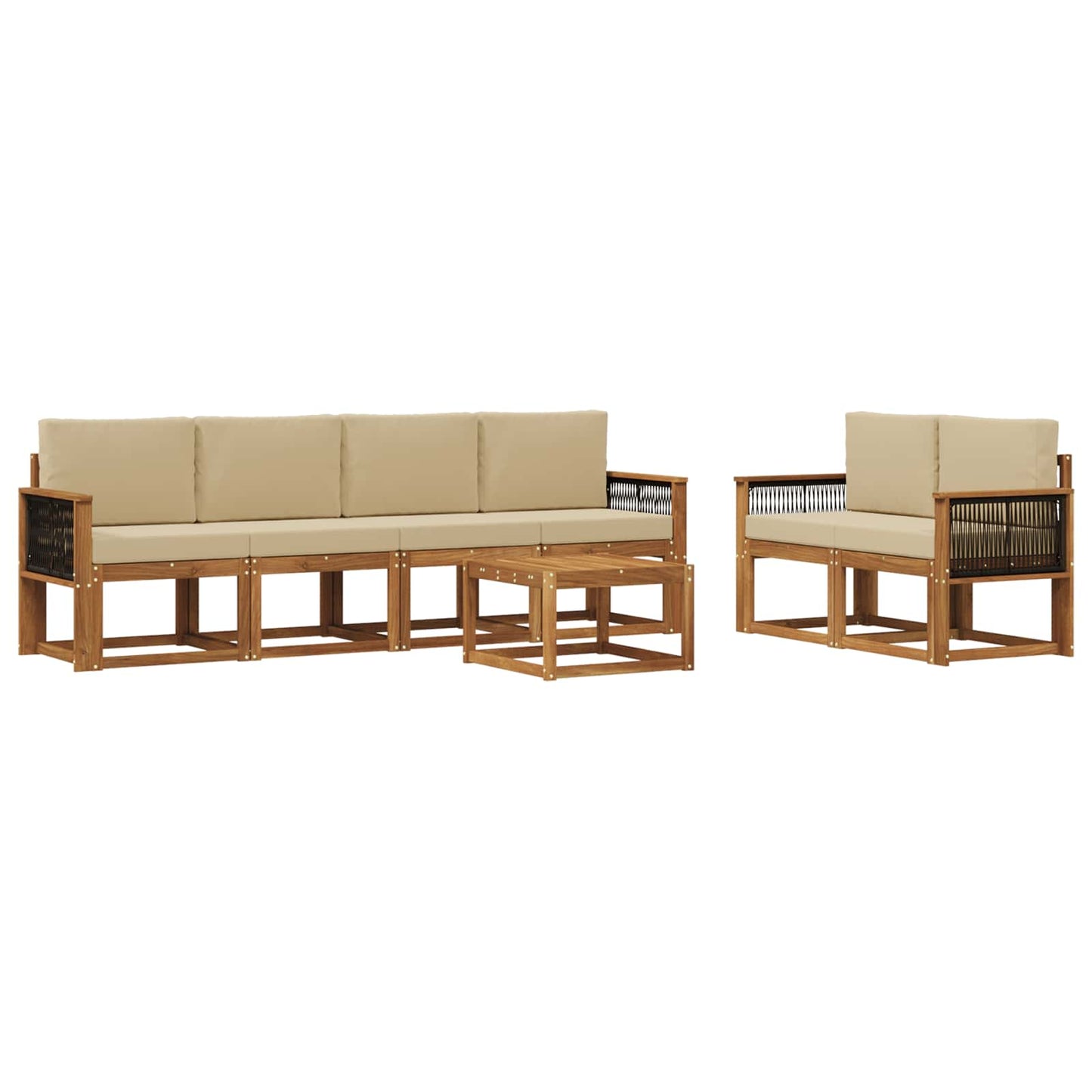 vidaXL Σειρά Καναπέ Εξωτερικού με μαξιλάρι 6 pcs Φυσικό