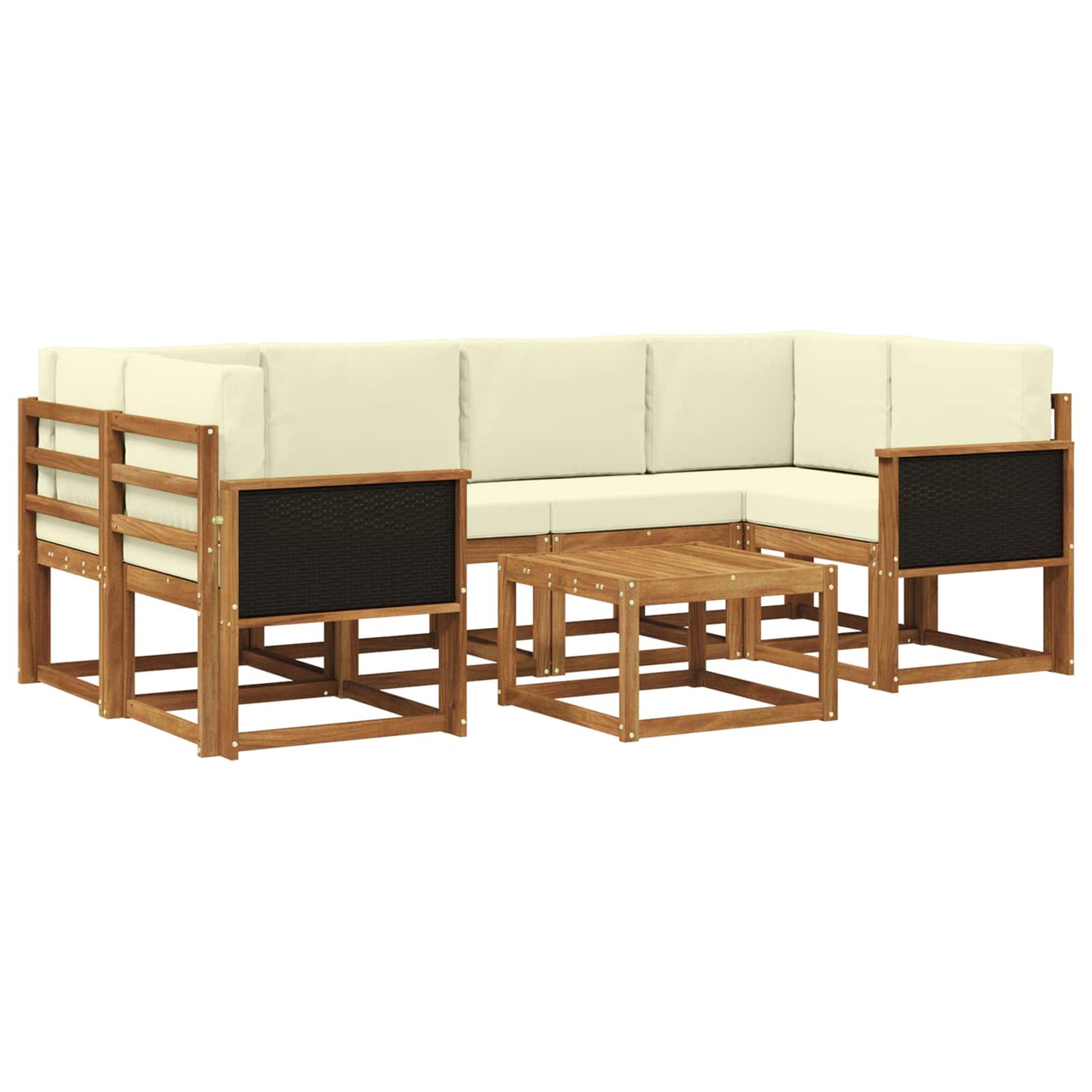 vidaXL Σειρά Καναπέ Εξωτερικού με μαξιλάρι 5 pcs Φυσικό και Κρέμα