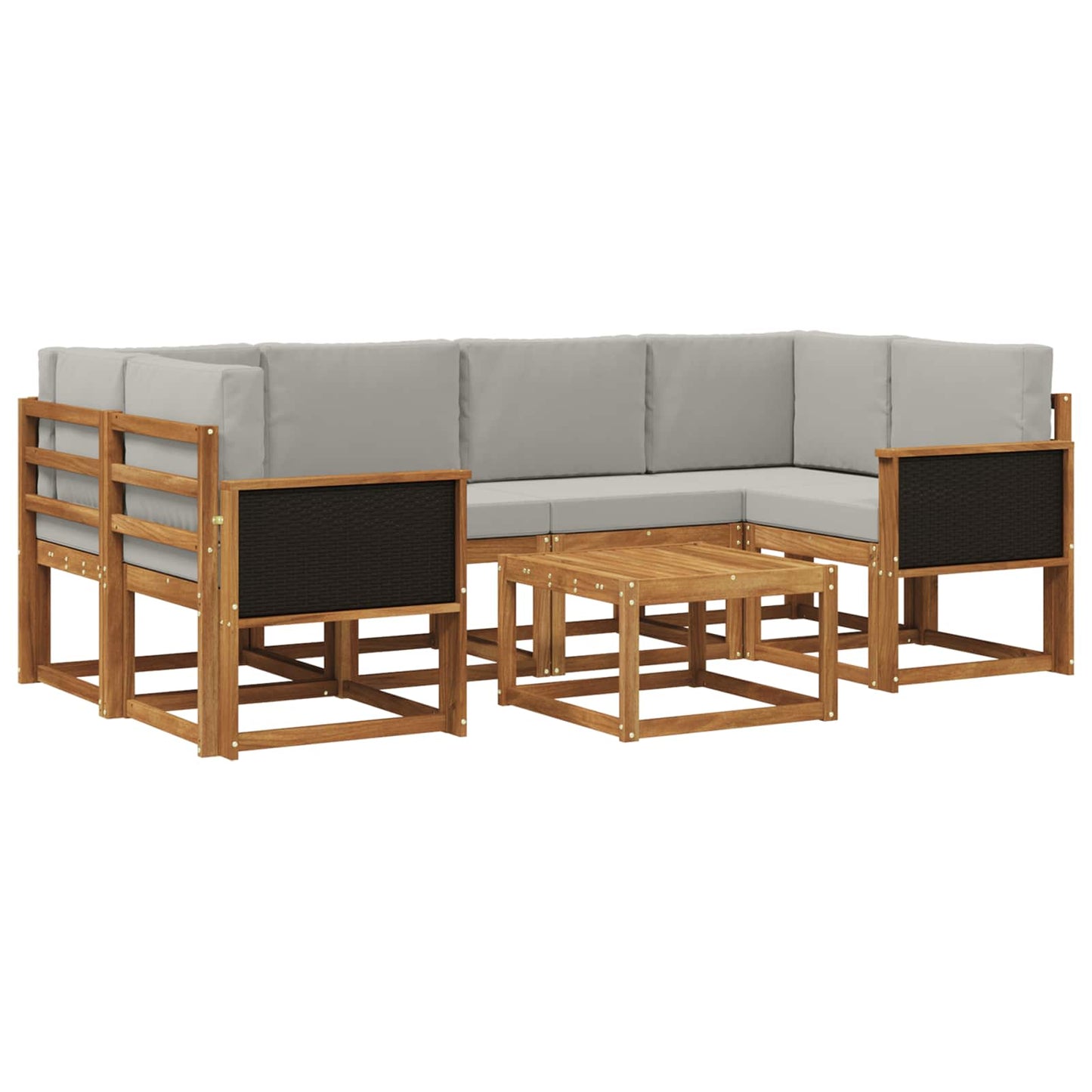 vidaXL Σειρά Καναπέ Εξωτερικού 5 pcs Φυσικό και Ανοιχτό Γκρι