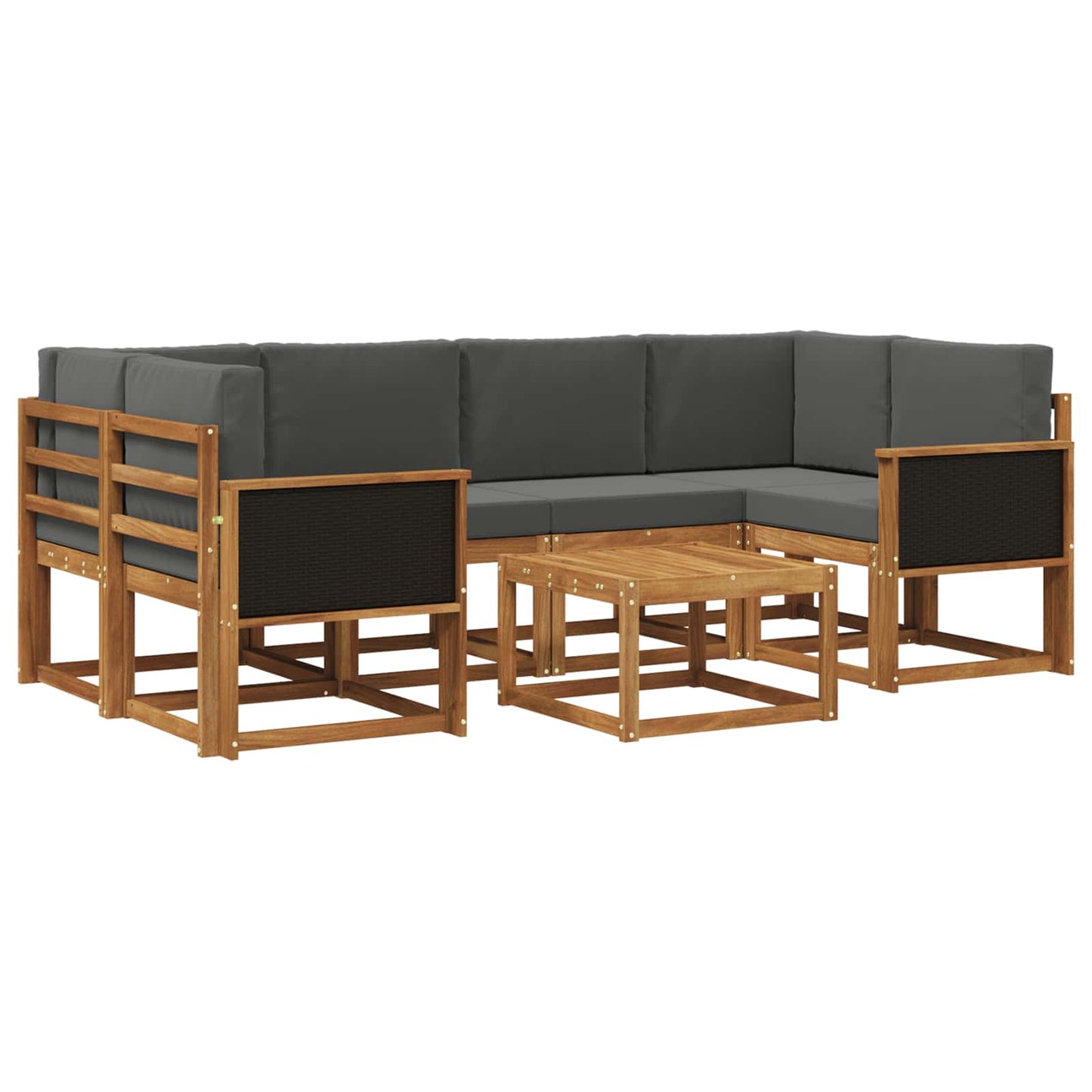 vidaXL Σειρά Καναπέ Εξωτερικού με μαξιλάρι 5 pcs Φυσικό και Ανθρακί