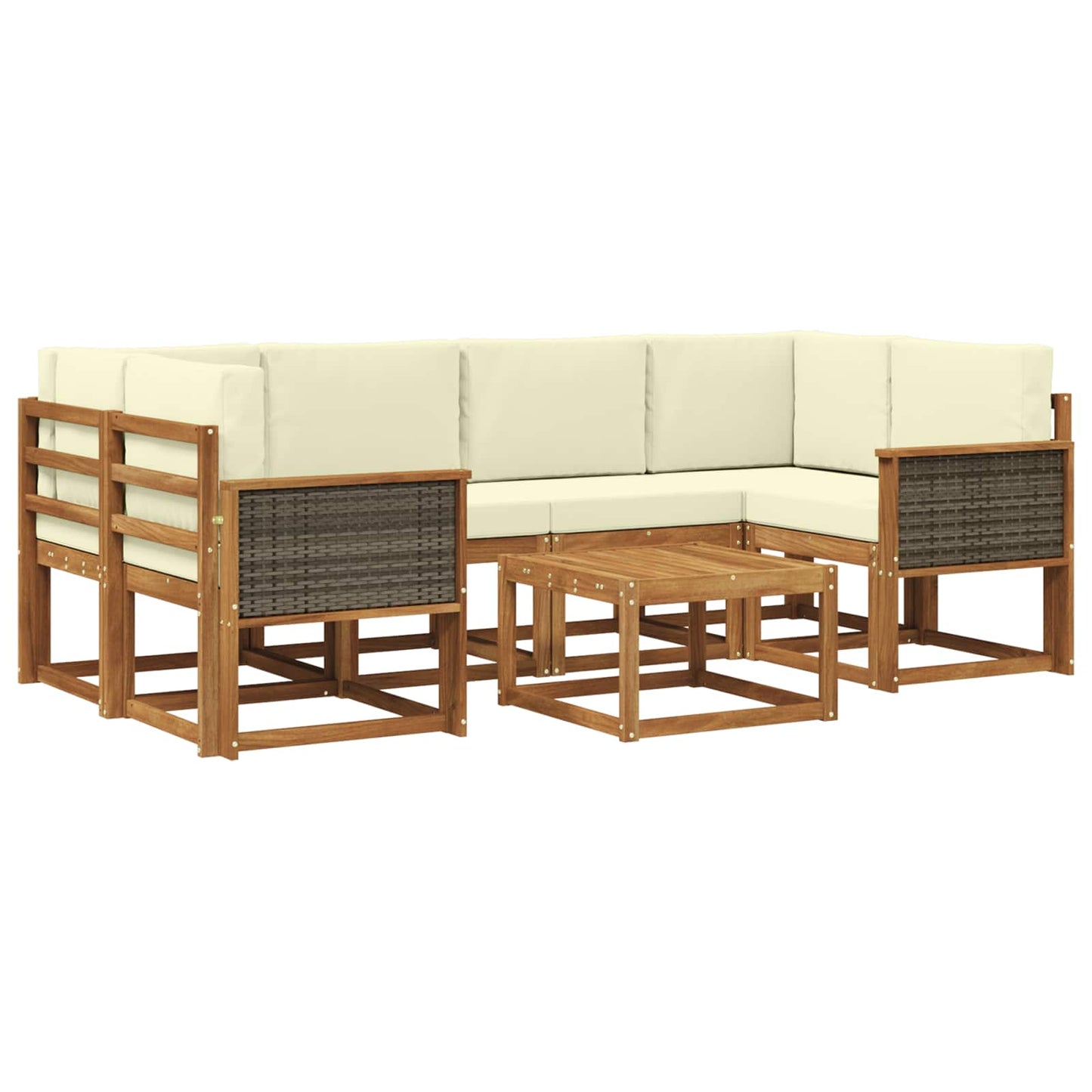 vidaXL Σειρά Καναπέ Εξωτερικού με μαξιλάρι 5 pcs Φυσικό και Κρέμα