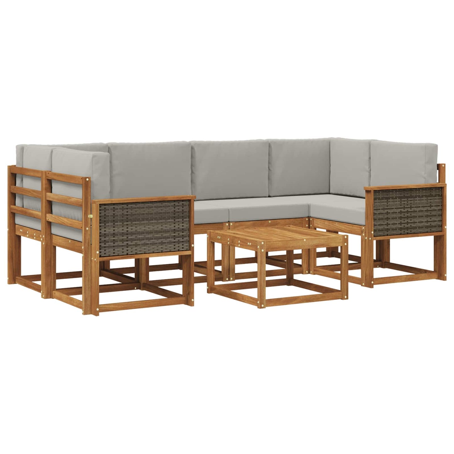 vidaXL Σειρά Καναπέ Εξωτερικού 5 pcs Φυσικό και Ανοιχτό Γκρι