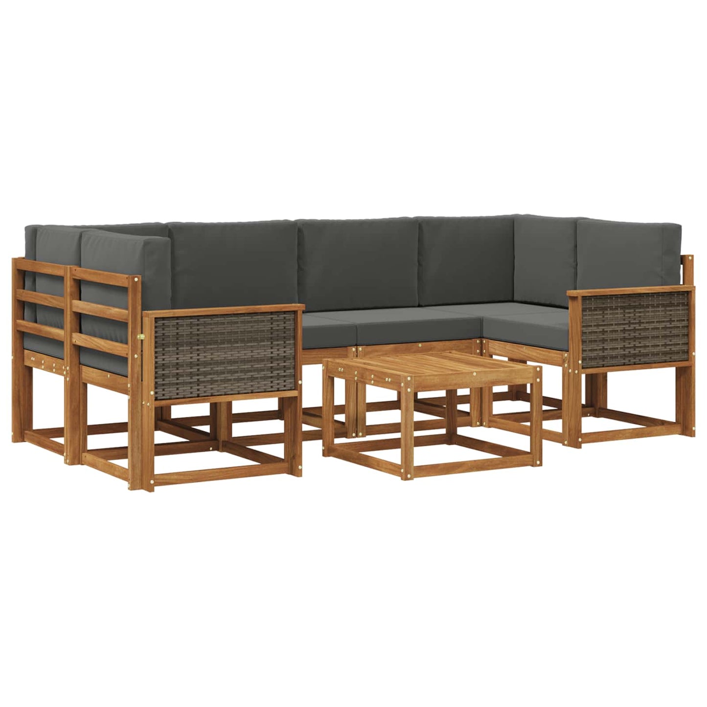vidaXL Σειρά Καναπέ Εξωτερικού με μαξιλάρι 5 pcs Φυσικό και Ανθρακί