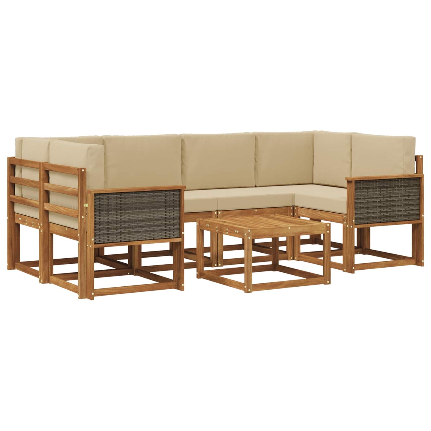 vidaXL Σειρά Καναπέ Εξωτερικού με μαξιλάρι 5 pcs Φυσικό