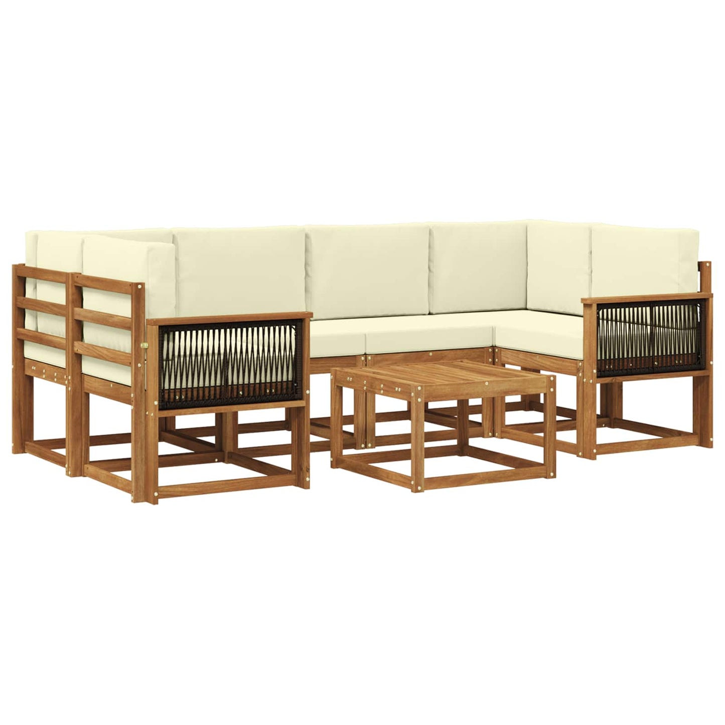 vidaXL Σειρά Καναπέ Εξωτερικού με μαξιλάρι 5 pcs Φυσικό και Κρέμα