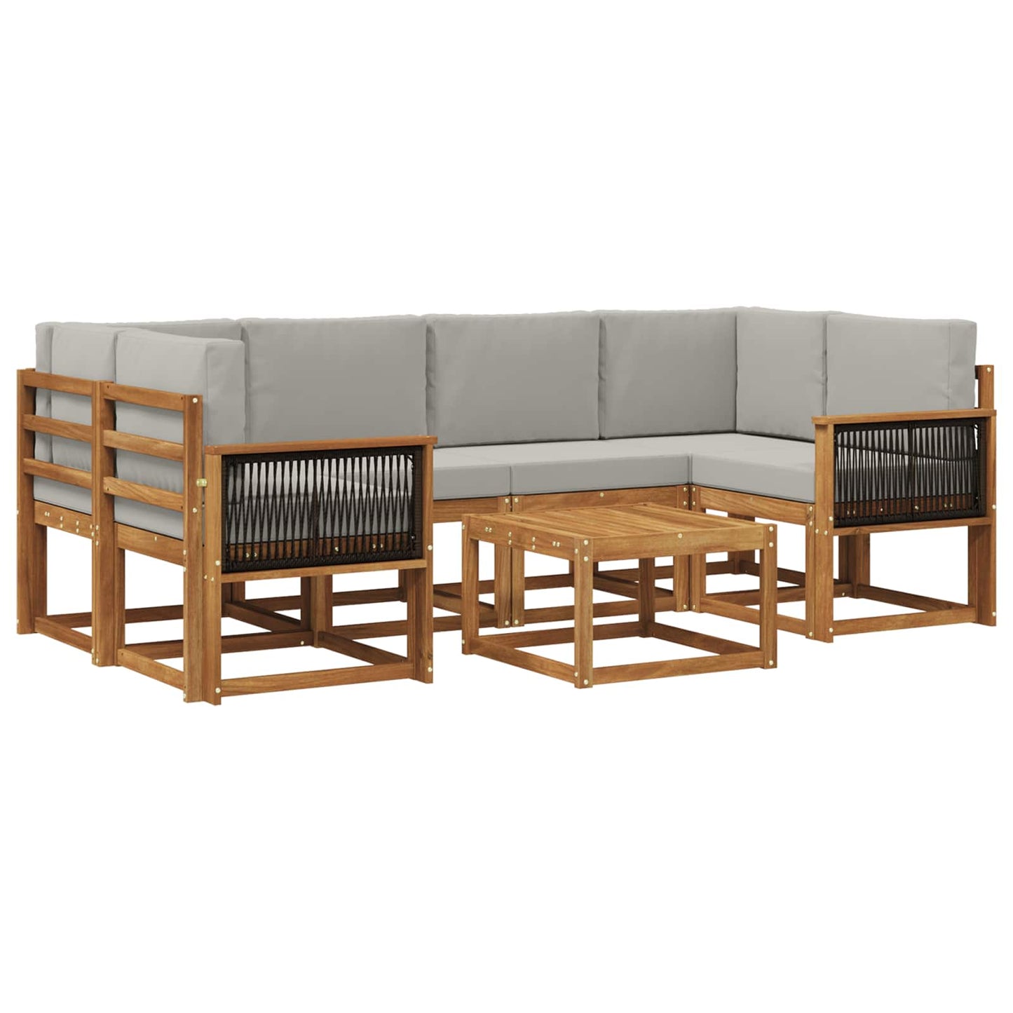 vidaXL Σειρά Καναπέ Εξωτερικού 5 pcs Φυσικό και Ανοιχτό Γκρι
