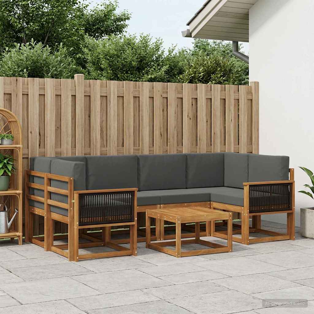 vidaXL Σειρά Καναπέ Εξωτερικού με μαξιλάρι 5 pcs Φυσικό και Ανθρακί