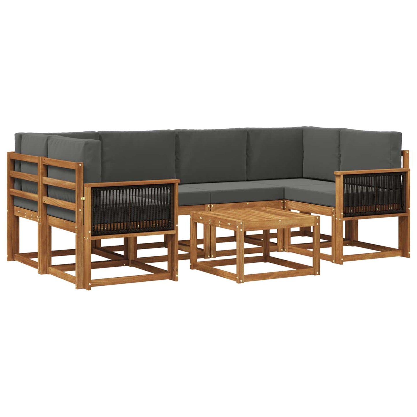 vidaXL Σειρά Καναπέ Εξωτερικού με μαξιλάρι 5 pcs Φυσικό και Ανθρακί