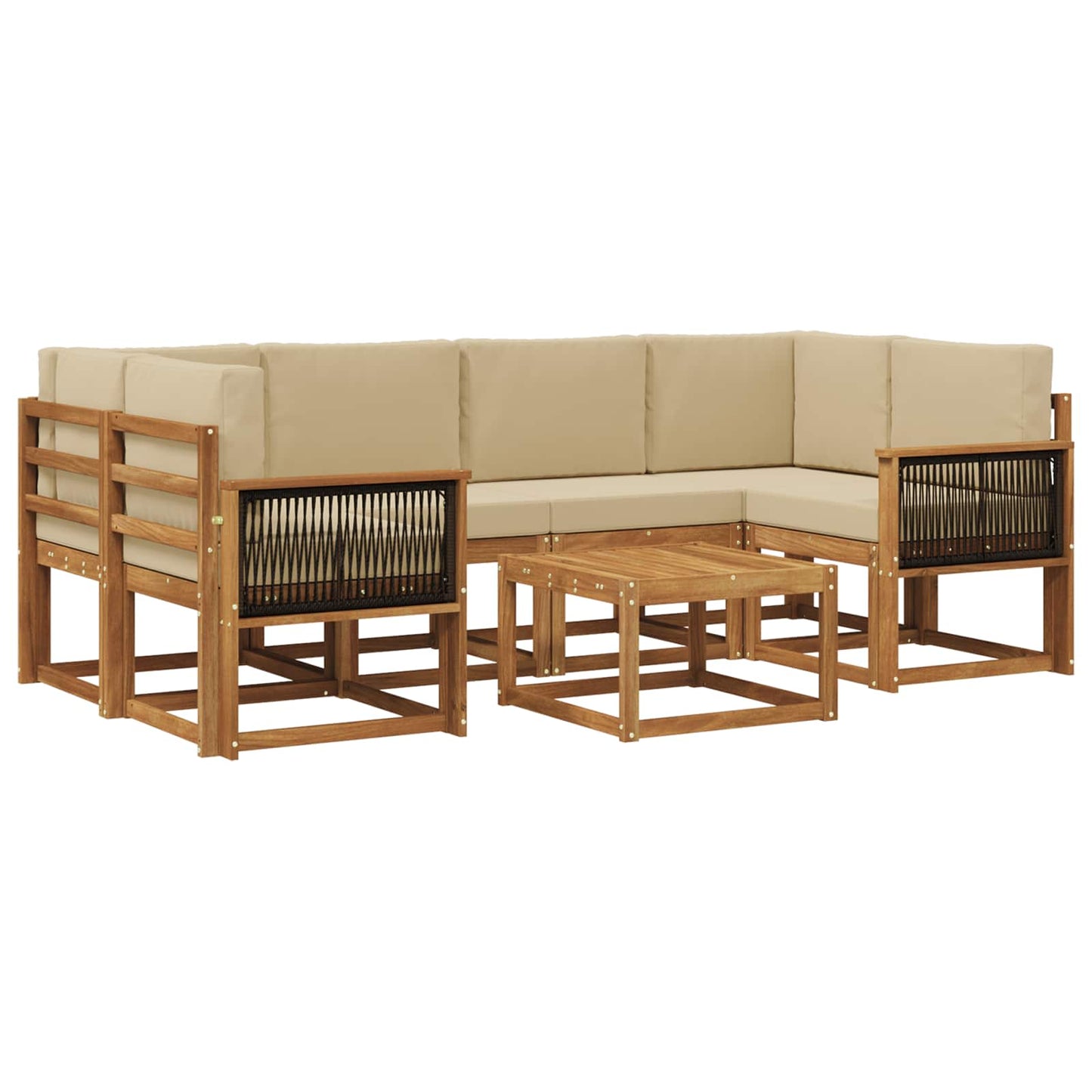 vidaXL Σειρά Καναπέ Εξωτερικού με μαξιλάρι 5 pcs Φυσικό