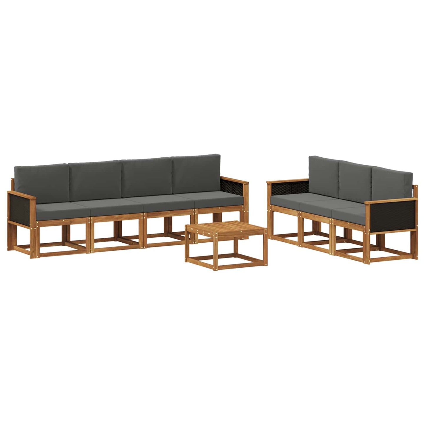 vidaXL Σειρά Καναπέ Εξωτερικού με μαξιλάρι 7 pcs Φυσικό και Ανθρακί