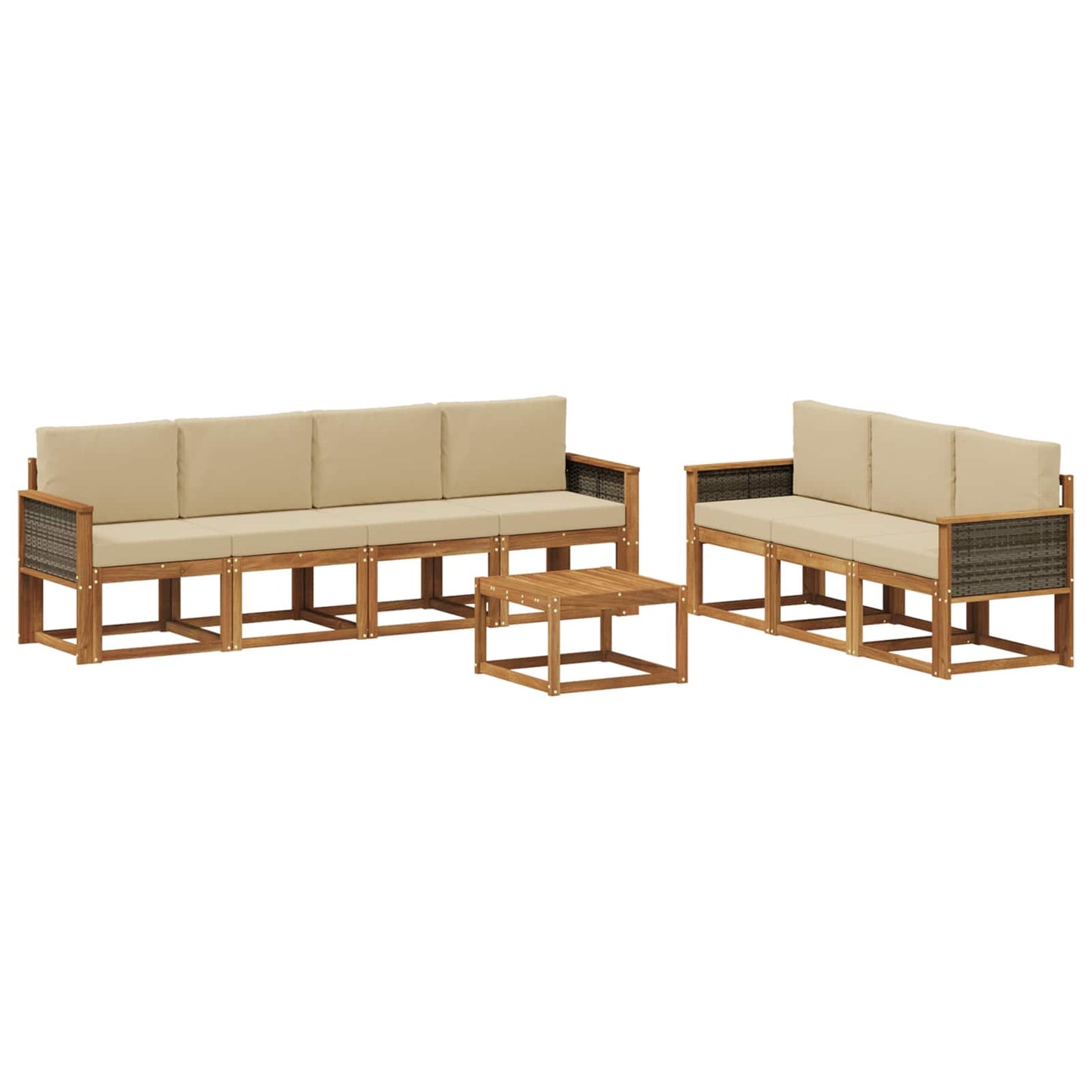 vidaXL Σειρά Καναπέ Εξωτερικού με μαξιλάρι 7 pcs Φυσικό