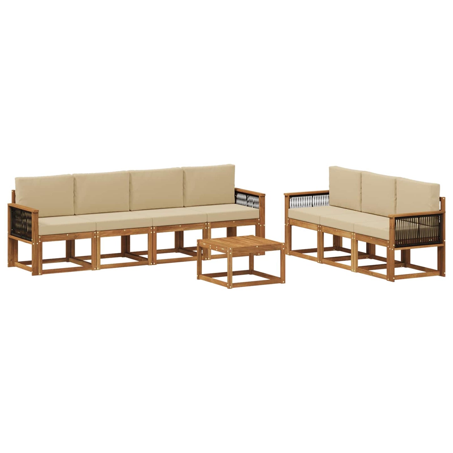 vidaXL Σειρά Καναπέ Εξωτερικού με μαξιλάρι 7 pcs Φυσικό