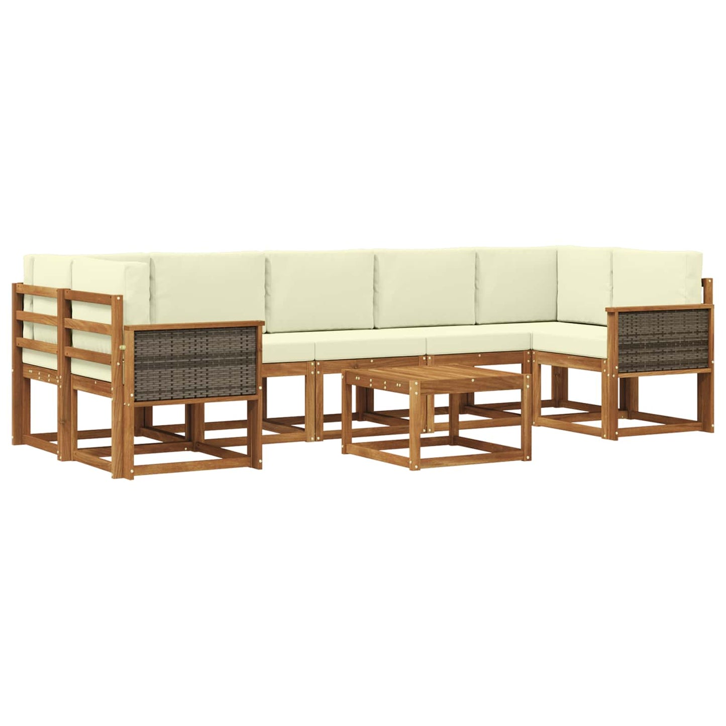 vidaXL Σειρά Καναπέ Εξωτερικού με μαξιλάρι 6 pcs Φυσικό και Κρέμα