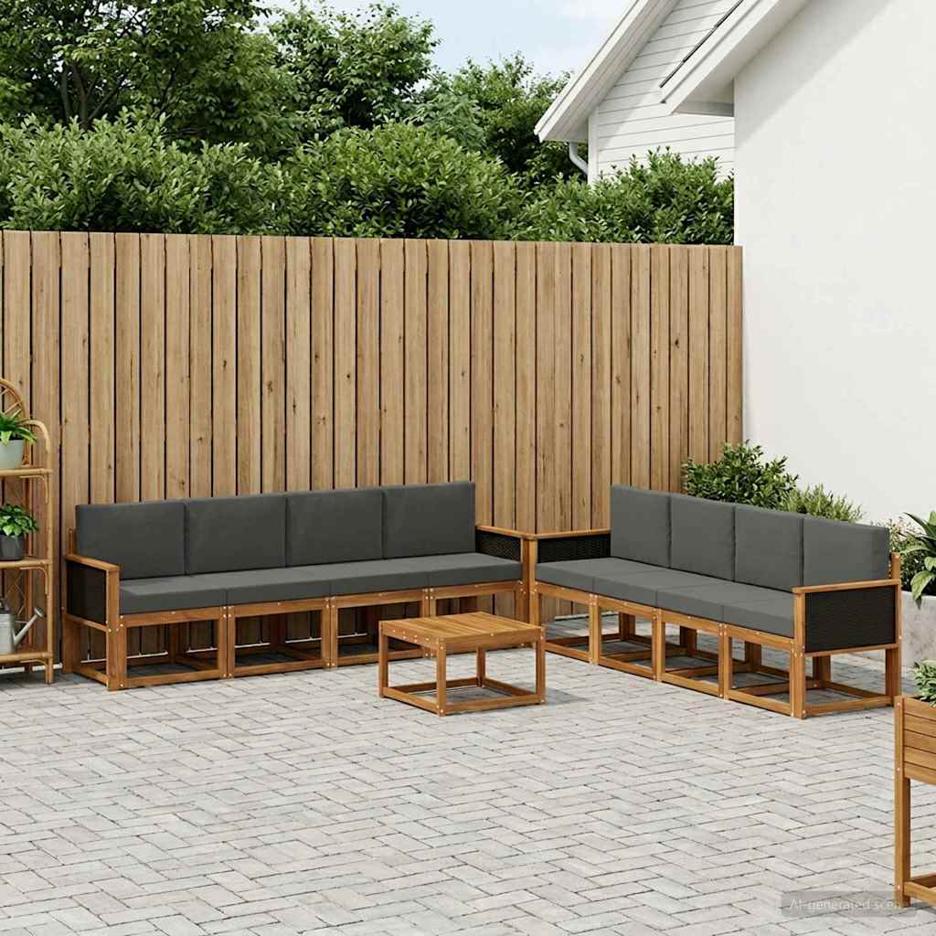 vidaXL Σειρά Καναπέ Εξωτερικού με μαξιλάρι 7 pcs Φυσικό και Ανθρακί