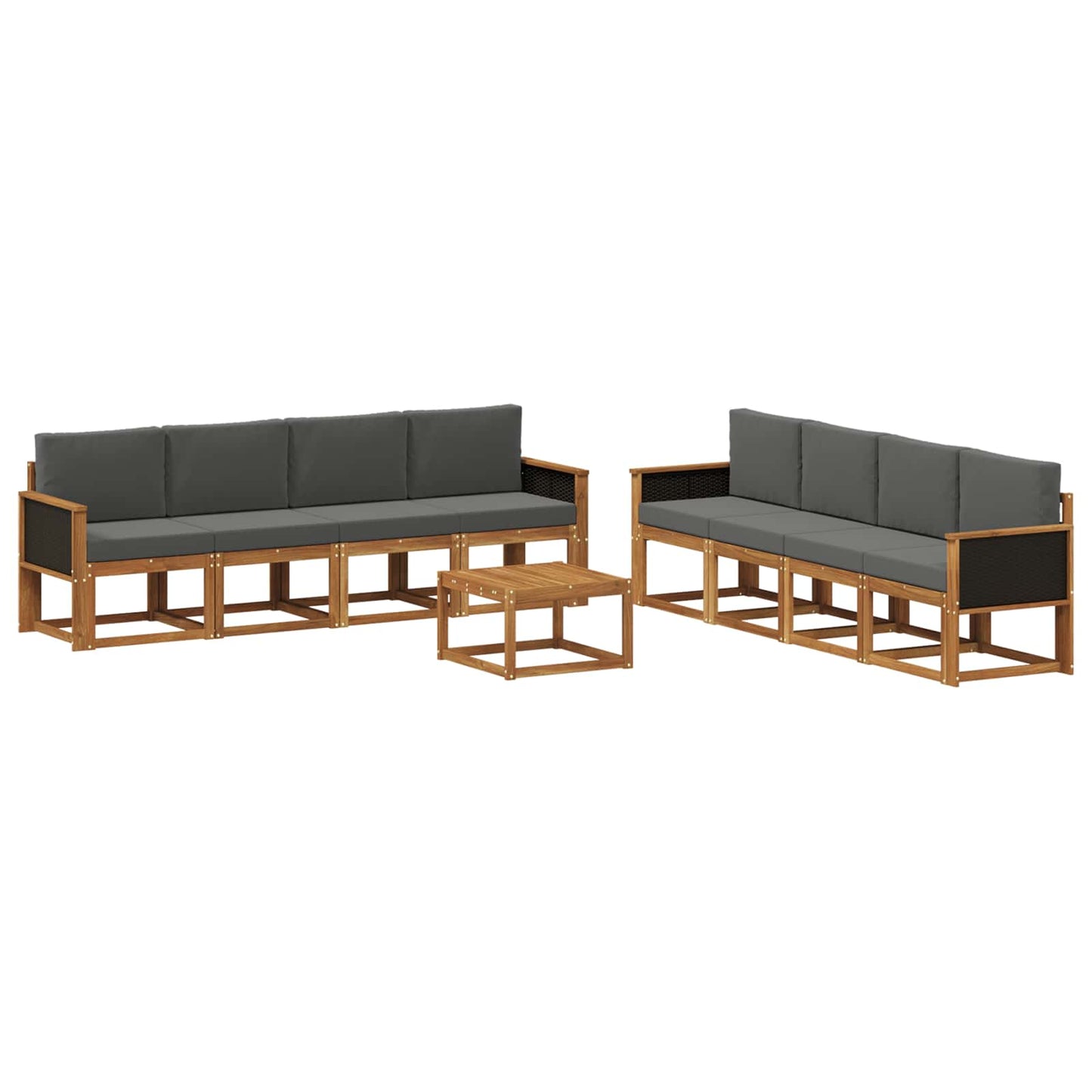 vidaXL Σειρά Καναπέ Εξωτερικού με μαξιλάρι 7 pcs Φυσικό και Ανθρακί