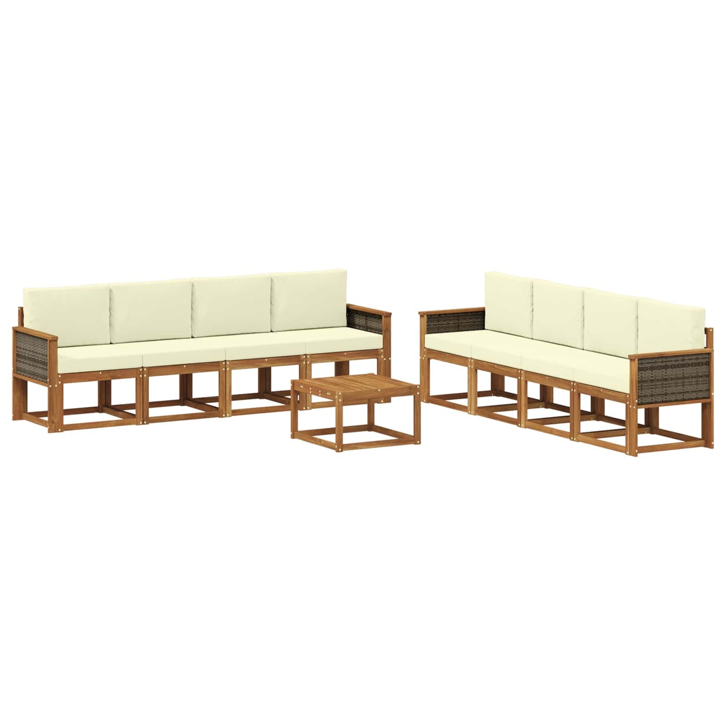 vidaXL Σειρά Καναπέ Εξωτερικού με μαξιλάρι 7 pcs Φυσικό και Κρέμα