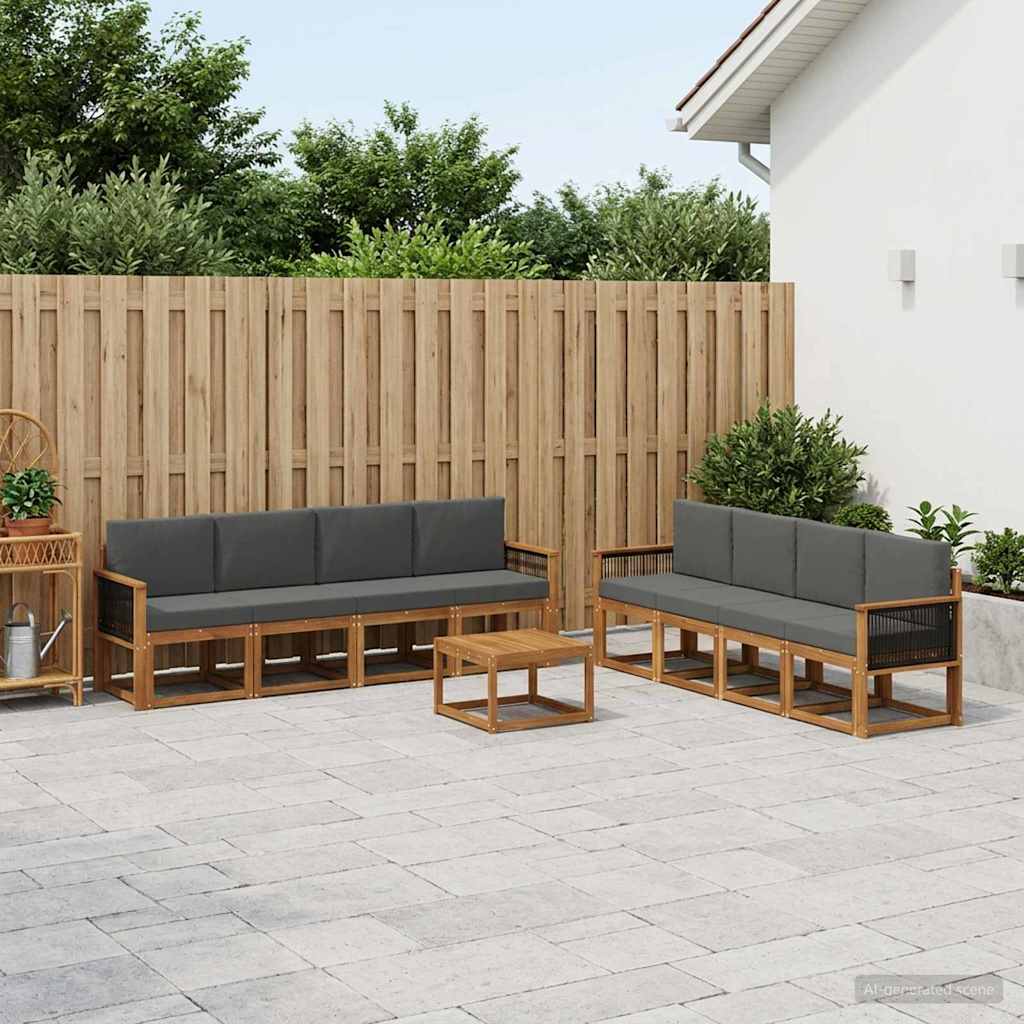 vidaXL Σειρά Καναπέ Εξωτερικού με μαξιλάρι 7 pcs Φυσικό και Ανθρακί