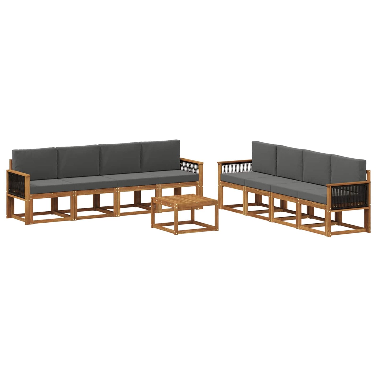 vidaXL Σειρά Καναπέ Εξωτερικού με μαξιλάρι 7 pcs Φυσικό και Ανθρακί