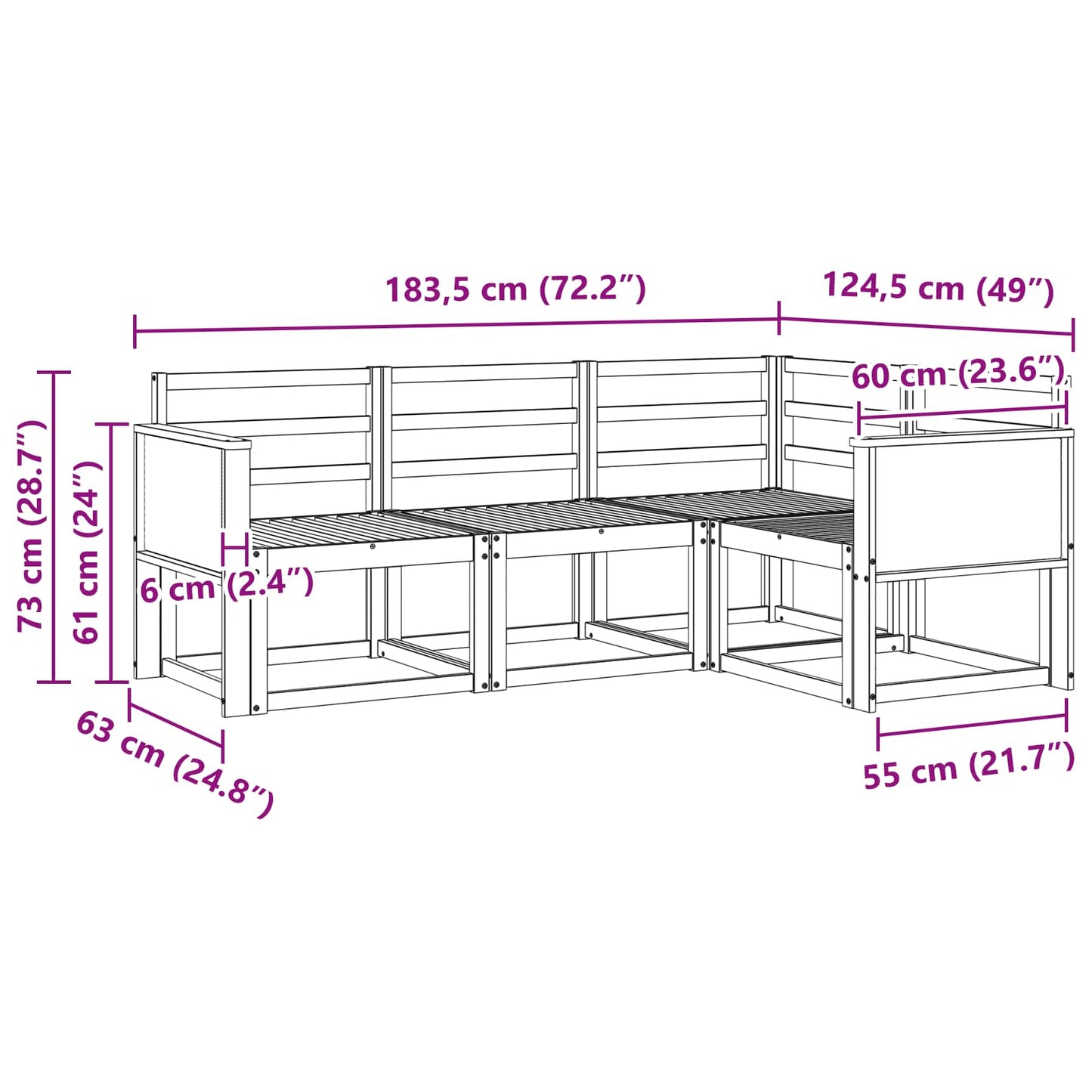 vidaXL Σειρά Καναπέ Εξωτερικού 4 pcs Φυσικό Στερεό Ξύλο Ακακίας