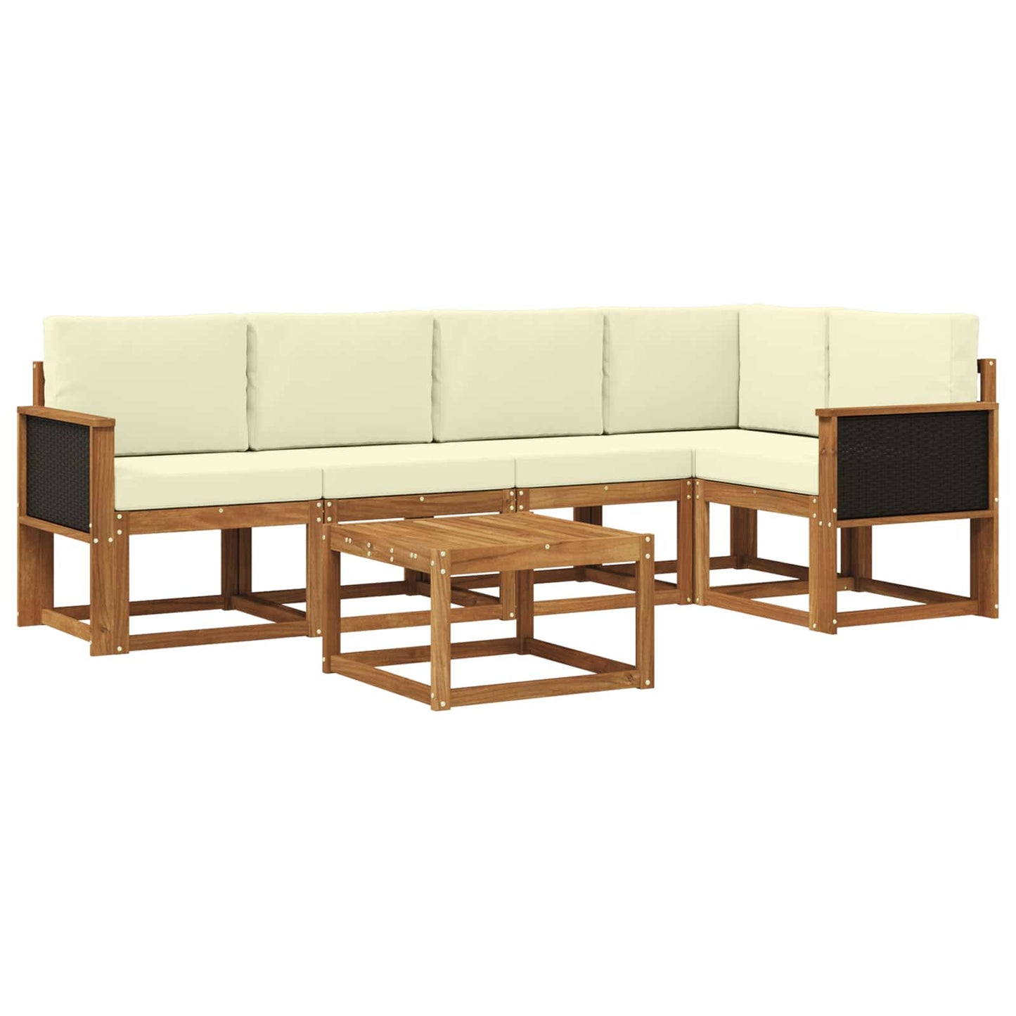 vidaXL Σειρά Καναπέ Εξωτερικού με μαξιλάρι 6 pcs Φυσικό και Κρέμα