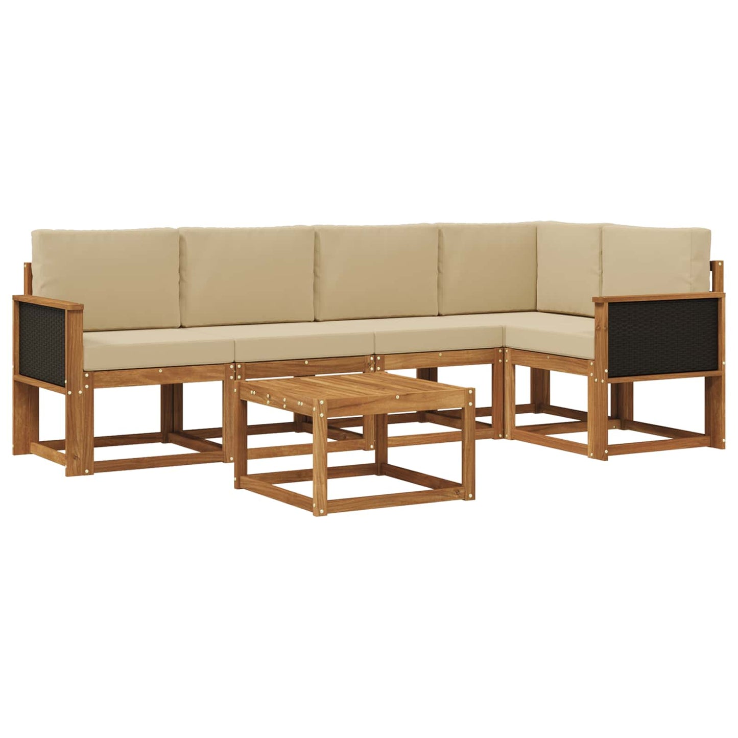 vidaXL Σειρά Καναπέ Εξωτερικού με μαξιλάρι 6 pcs Φυσικό και Μπεζ